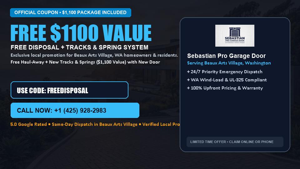 Sebastian Pro Garage Door FREE Haul-Away & Heavy-Duty Tracks with New Door in Beaux Arts Village, WA